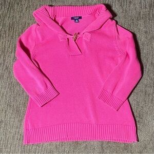 Chaps Cotton Sweater Women's M Barbie Pink Cowl Neck 3/4 Sleeve Cozy Preppy